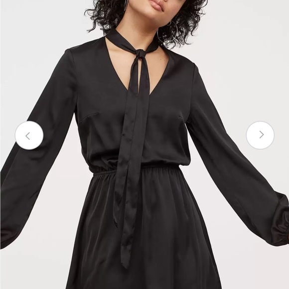 H&M Divided Long Sleeve Neck Tie Dress - Black / 2 - Picture 6 of 6